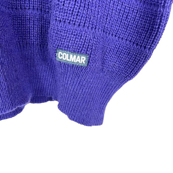 Vintage 80s Colmar Womens Oversized Wool Sweater in Purple Made in Italy Size 6 - Picture 2 of 7